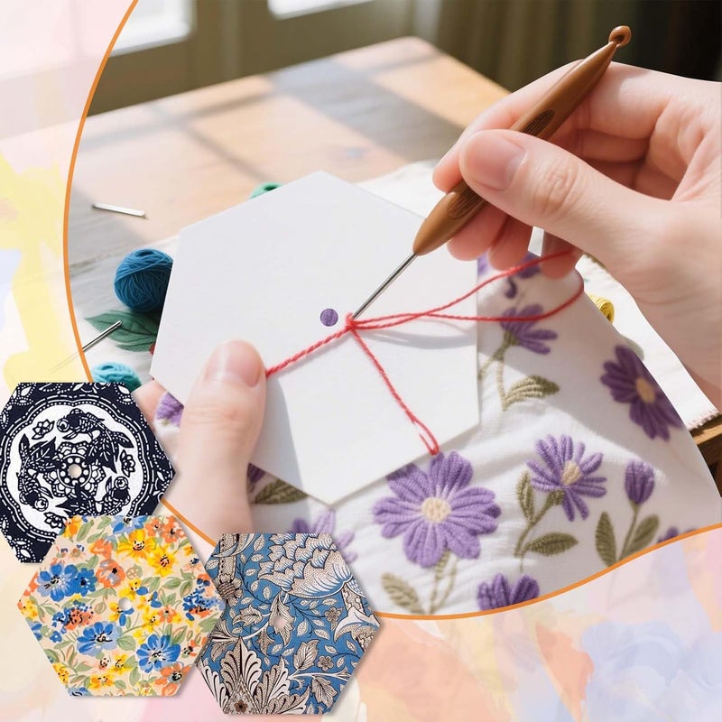 fuceury 480 PCS 2" Piecing Paper for Quilting, Hexagon Quilting Templates for DIY Patchwork Sewing Crafts, Sewing Supplies Quilting Accessories Crafting Tools,Hexagon Paper Piecing Template (2 Inch) - Image 5